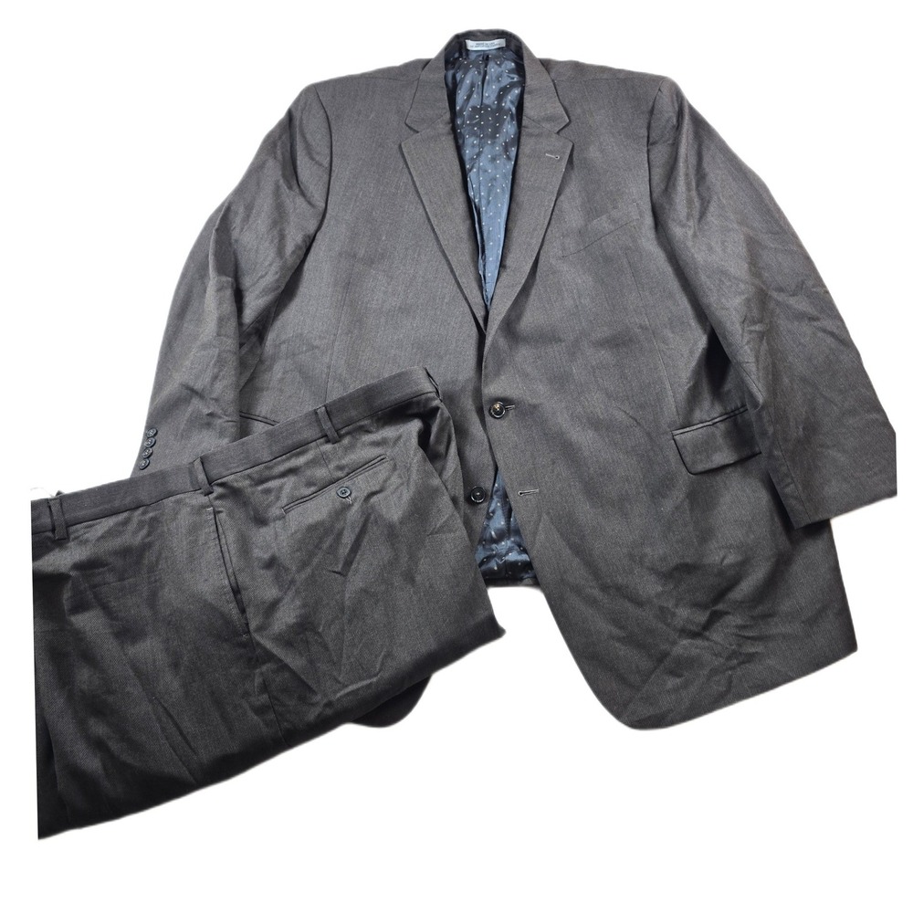 Joseph Abboud Wool Suit Mens 54L 2 Piece Pants 54x32 Brown Angelico Italian Fab.